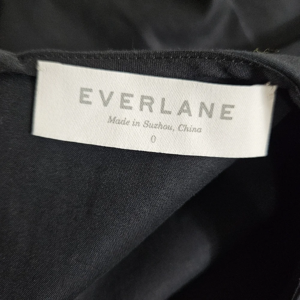 Everlane Black Fit Flare Dress Sleeveless Crew Neck Pockets Size 0 - Picture 10 of 12
